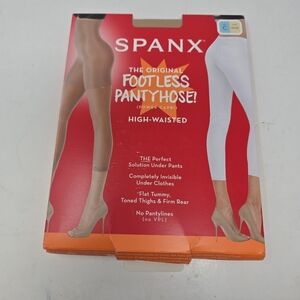 Spanx Size C High Waisted Footless Pantyhose Power Capri Shade Nude No Pantyline
